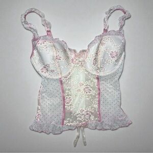 Native Intimates Lace Floral Bustier Coquette Corset Underwire Valentines Tank